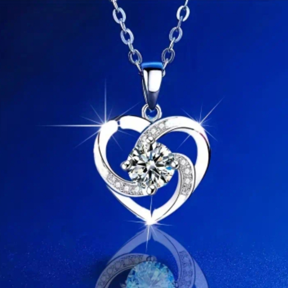 Cubic Zirconia heart-shaped pendant necklace